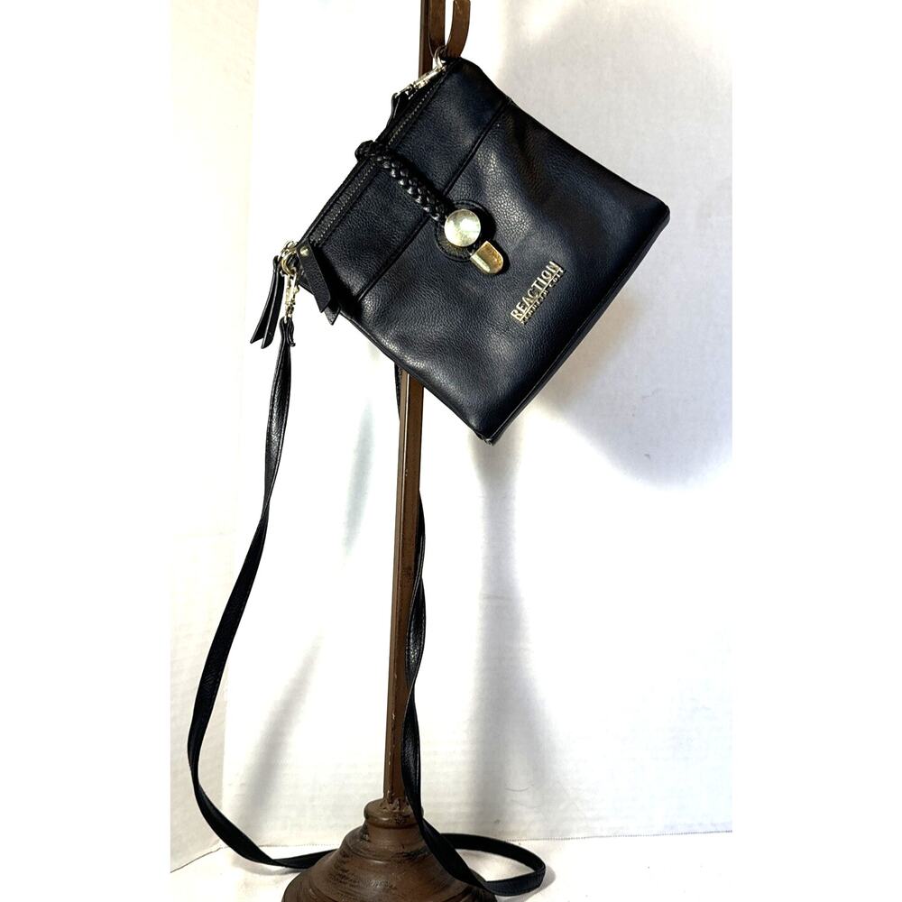 Kenneth Cole Reaction Crossbody Purse‎ With Gold Colored Hardware Black